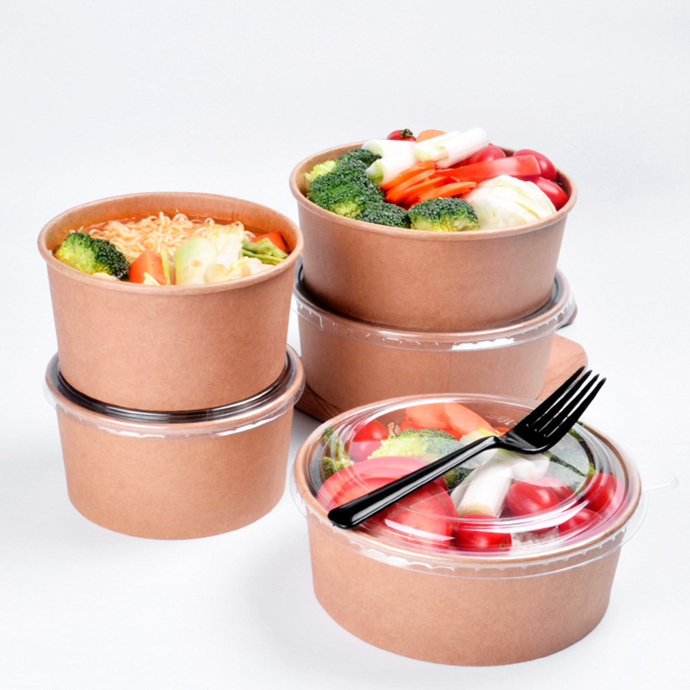 Kraft Paper Box - 20Pcs Kraft Paper Bowls Leakproof Disposable
